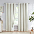 Natural Linen Blackout Curtains 84"Lx52"W Ivory Grommet Top, 2 E589142