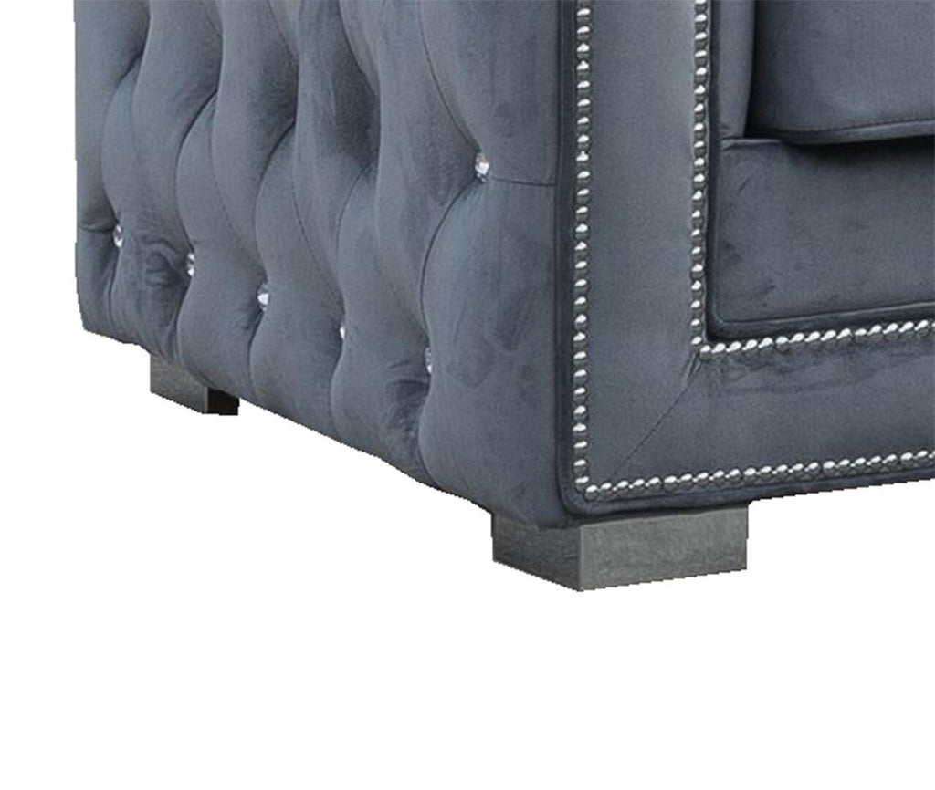 Gray Fabric Sofa & Loveseat Set 2Pcs with Steel Legs S915