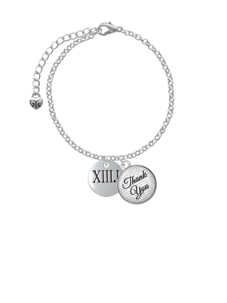 Silvertone Half Marathon Roman Numeral Charm Bracelet, 6"+2" P9857