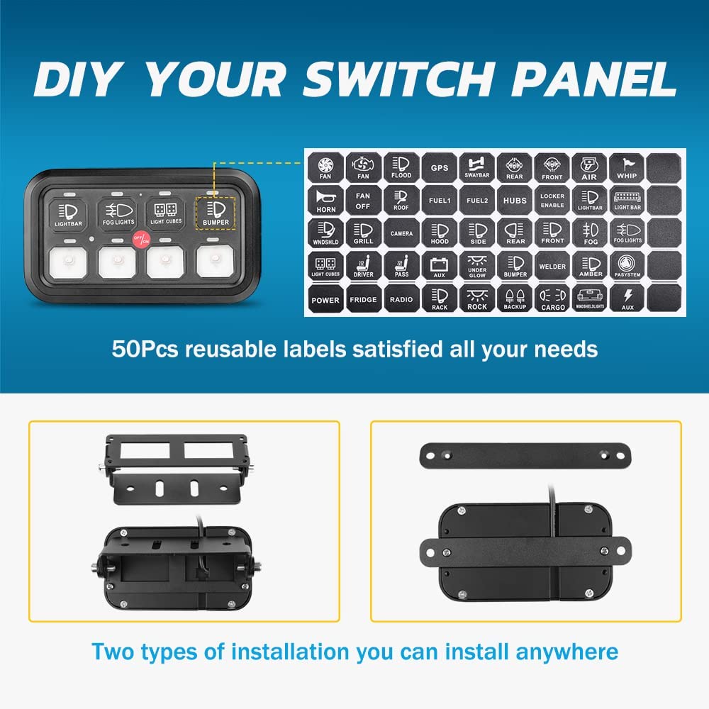 8 Gang Universal LED Car Touch Switch Panel B7827
