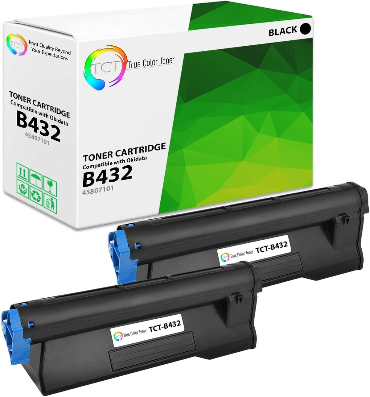2 Pack Black Compatible Toner Cartridge for Okidata B432dn Printers J696807