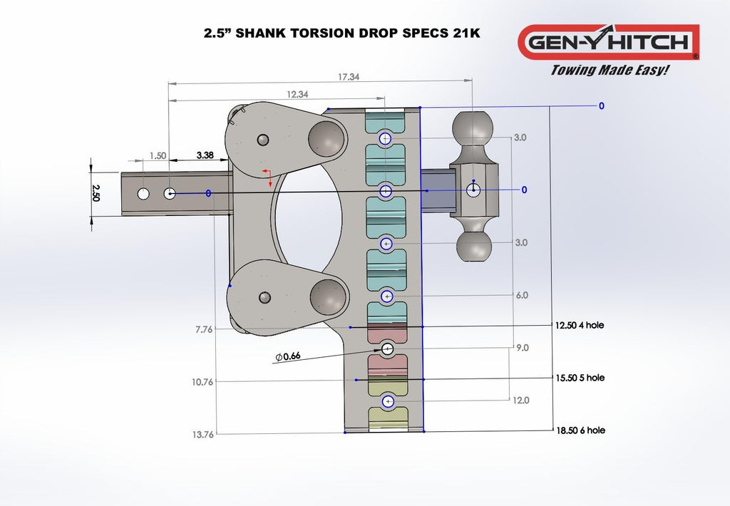 Torsion Suspension Hitch 2.5" Receiver Class V 21K Towing Hitch, Combo Includes Dual Ball, Pintle Lock & 2 Hitch Pins K8437