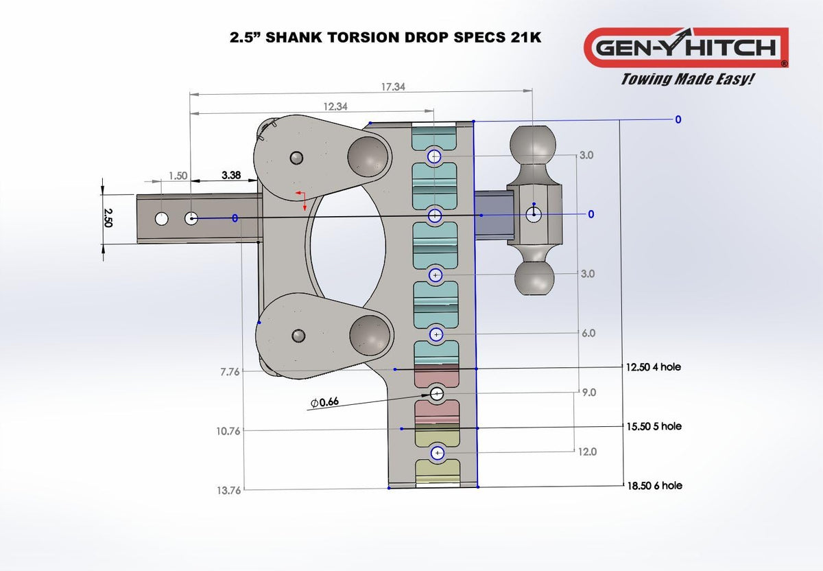 Torsion Suspension Hitch 2.5" Receiver Class V 21K Towing Hitch, Combo Includes Dual Ball, Pintle Lock & 2 Hitch Pins K8437
