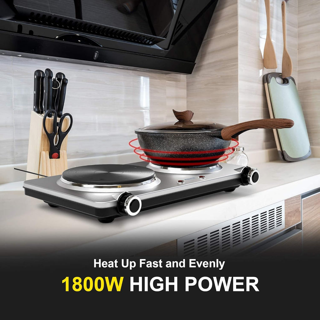 1800W Portable Electric Double Burner Hot Plate I306