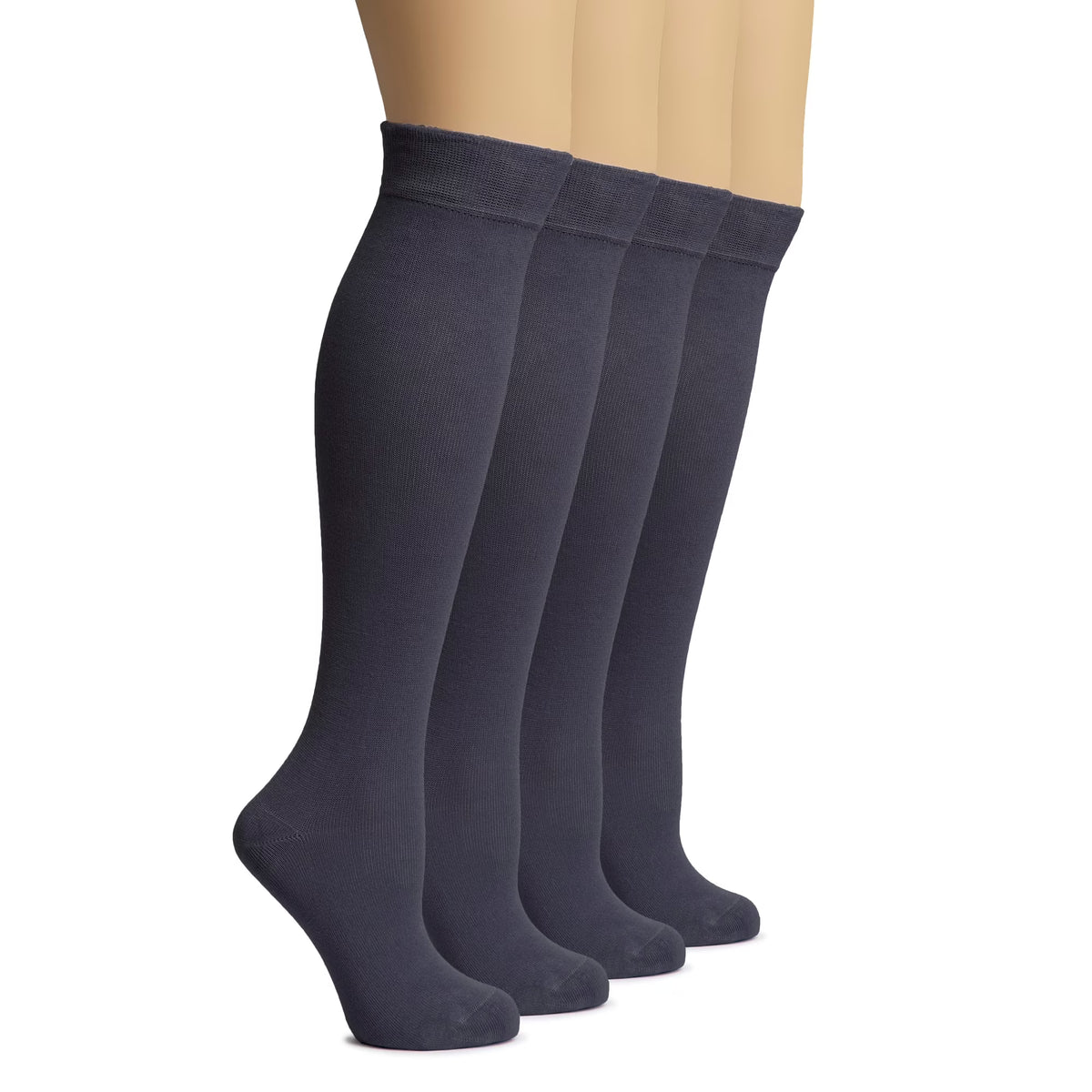 Charcoal Grey 4 Pairs Bamboo Knee High Socks S354397