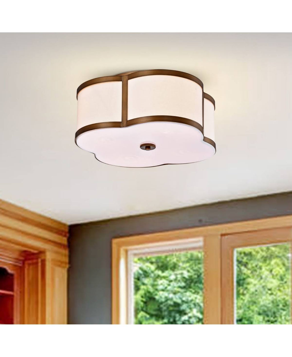 Antique Brass 4-Light Flush Mounted Ceiling Lamp X874293