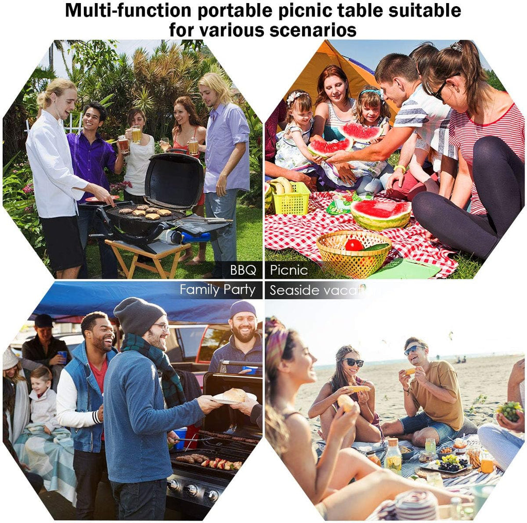 Blue Aluminum Frame Folding Picnic Table with 4 Stools C806