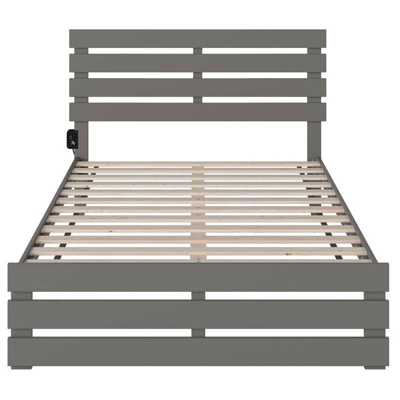 Solid Wood Full Bed with Footboard in Gray G117