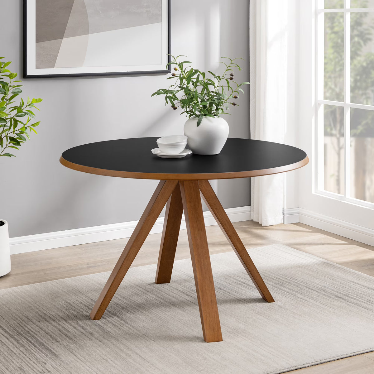 Black/English Oak Round Dining Table C912