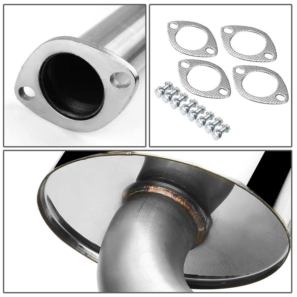 Stainless Steel Dual Rolled Muffler Tip Catback Exhaust System M121