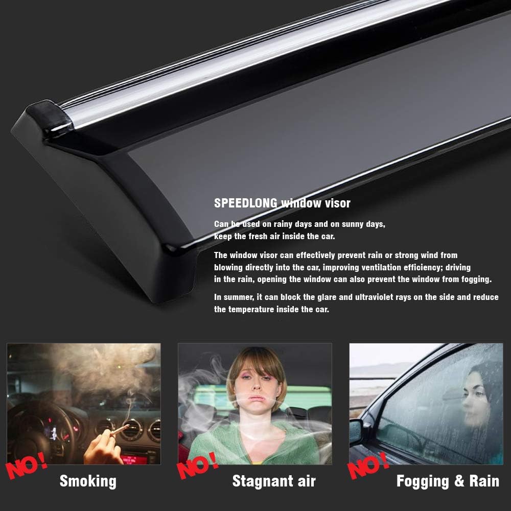 Car Window Visor Vent Shade Deflector Sun/Rain/Fog Guards S84574