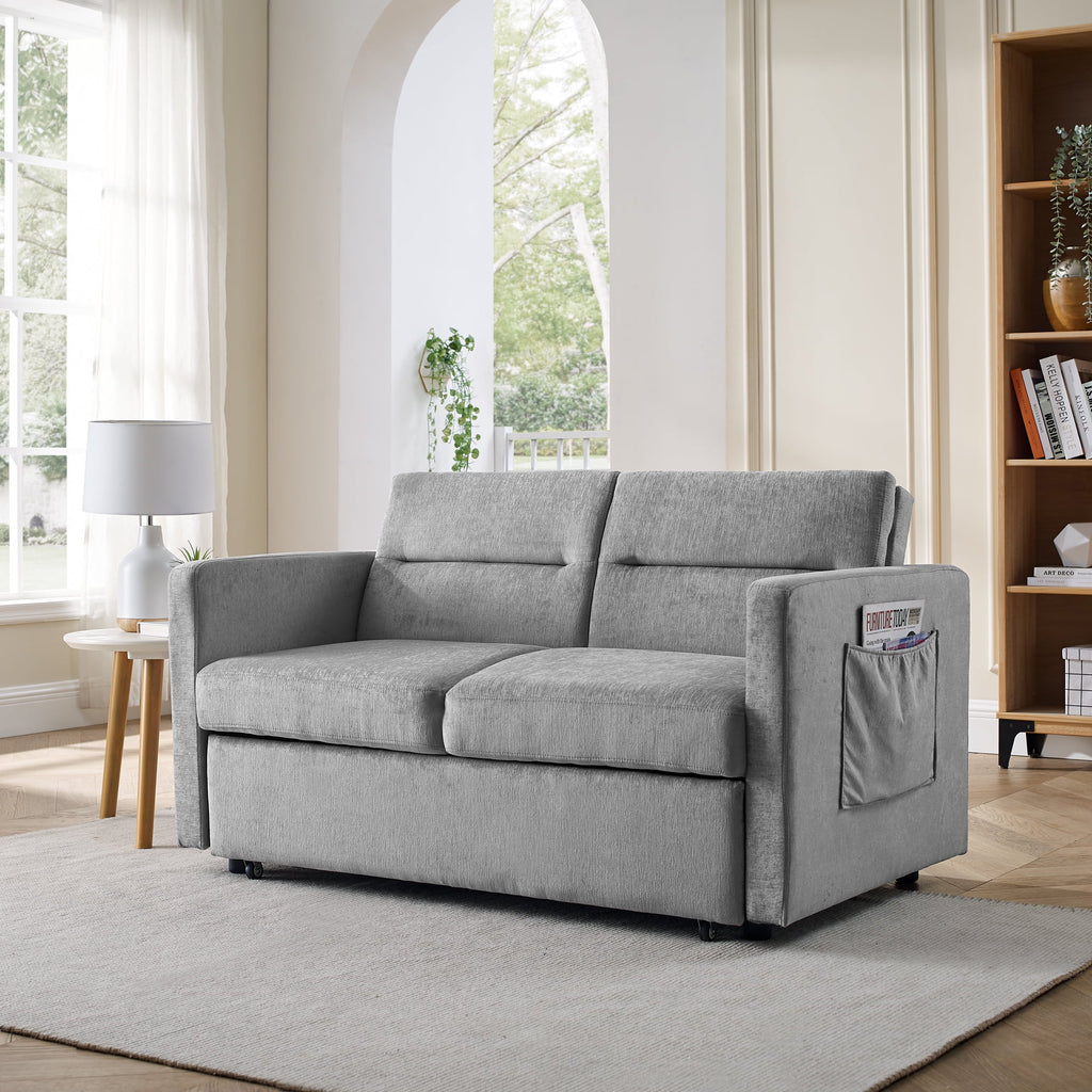 Grey Loveseats Sofa Bed with Pull-Out Bed O729