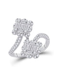 14kt White Gold Baguette Diamond Bypass Ring 1 Cttw V221