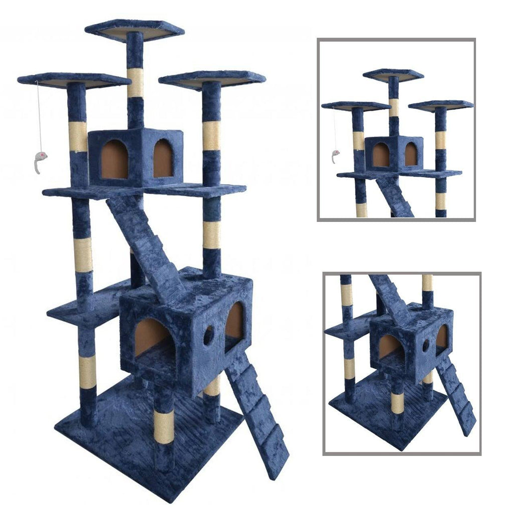 Navy Cat Tree Scratcher Play House Condo Furniture F288