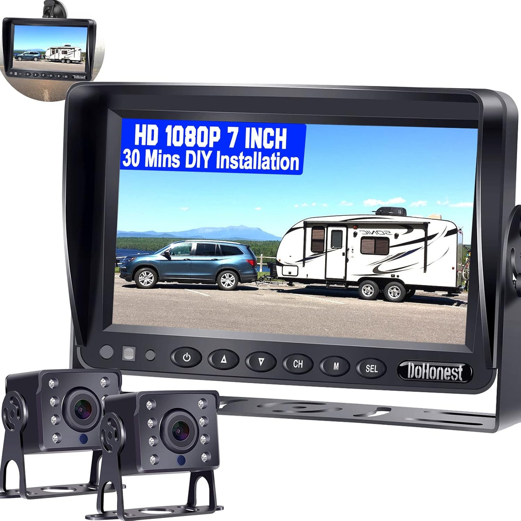 HD 1080P 2 Wired Rear View Camera with 7'' LCD Monitor J363721