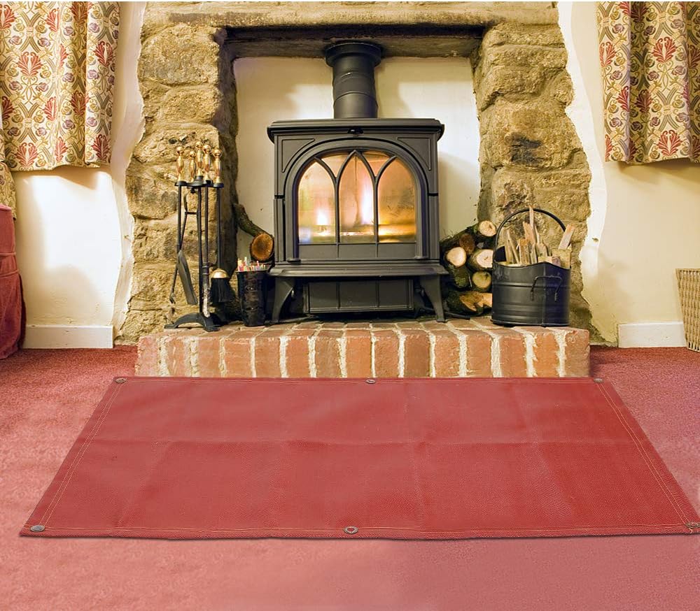 Fireproof Silicone Fire Pit Mat, Washable, 70”×58”, Pack of 2 Y68937