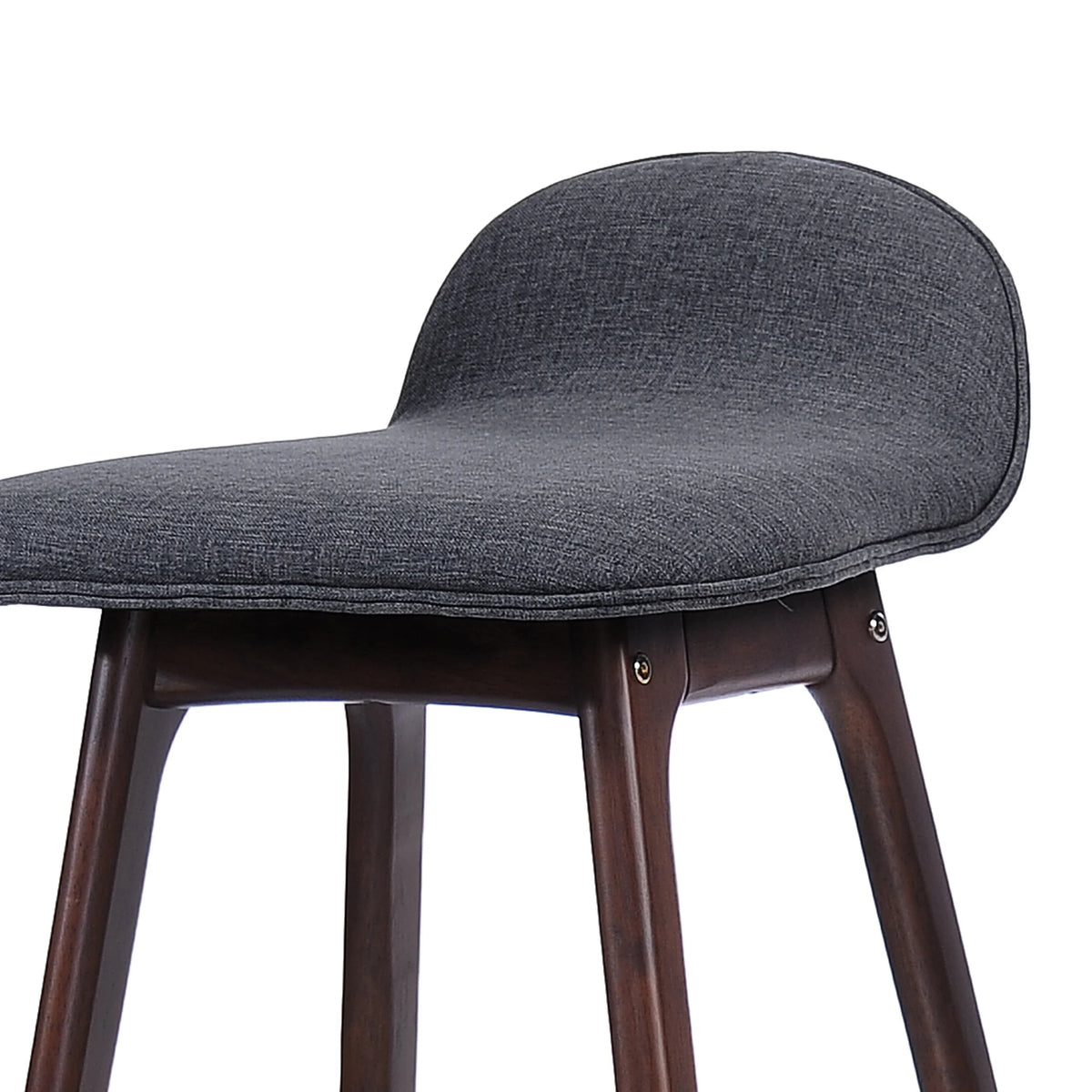 Upholstered Barstools Set of 2, Charcoal and Natural Walnut J63445