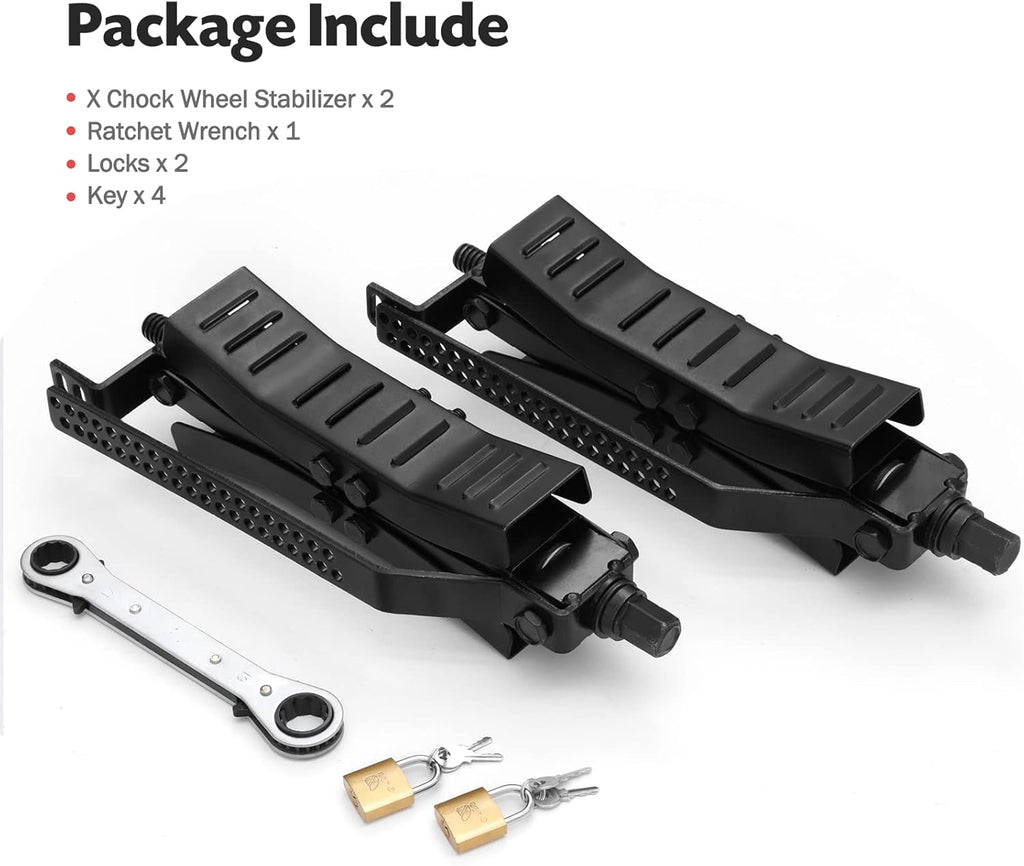 RV Camper Wheel Chock Stabilizer Scissor, 2 Pack Tire Wheel X Chock A688035