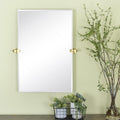 Frameless Beveled Pivot Bathroom Vanity Mirror with Chrome Metal Brackets, Tilting Rectangle Wall Mirror 20X30'' O540240