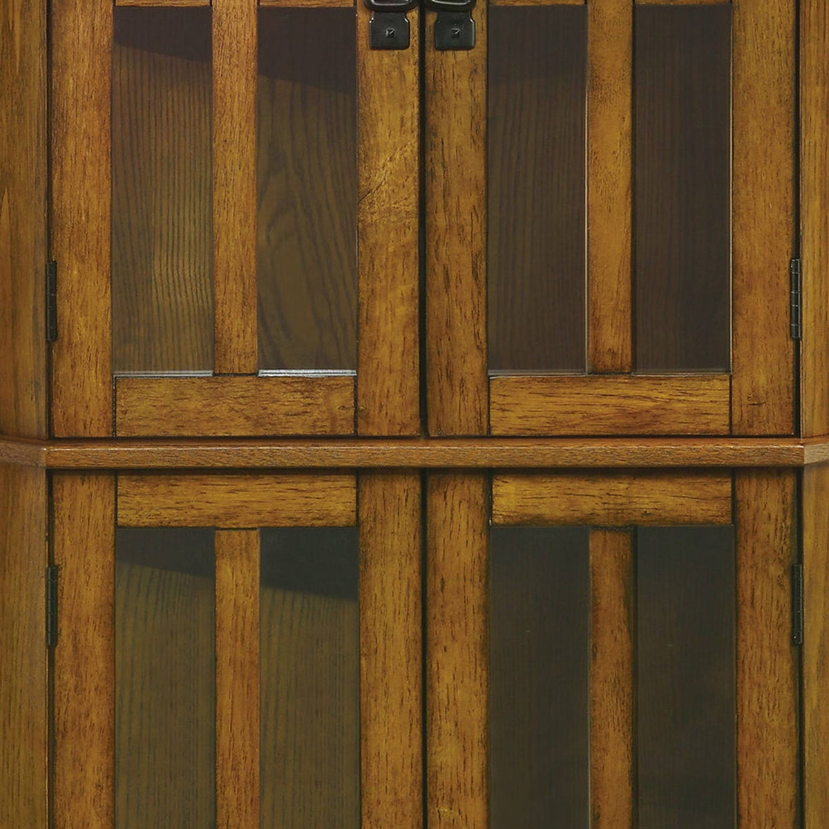 Brown Corner Curio Cabinet with Windowpane Style Door Fronts B512123
