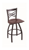 Swivel Counter Stool with Black Wrinkle Finish and Dark Cherry Oak Seat F91847