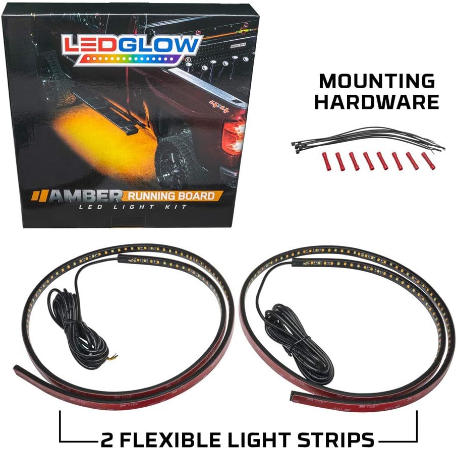 52 Truck LED Running Board Light Amber Side Marker Kit with White Courtesy Lights T81005