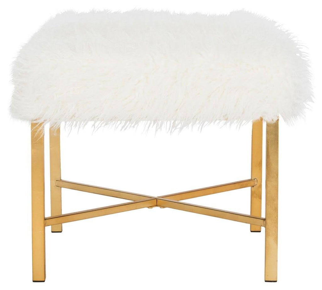 Grey Faux Sheepskin Bench P90099