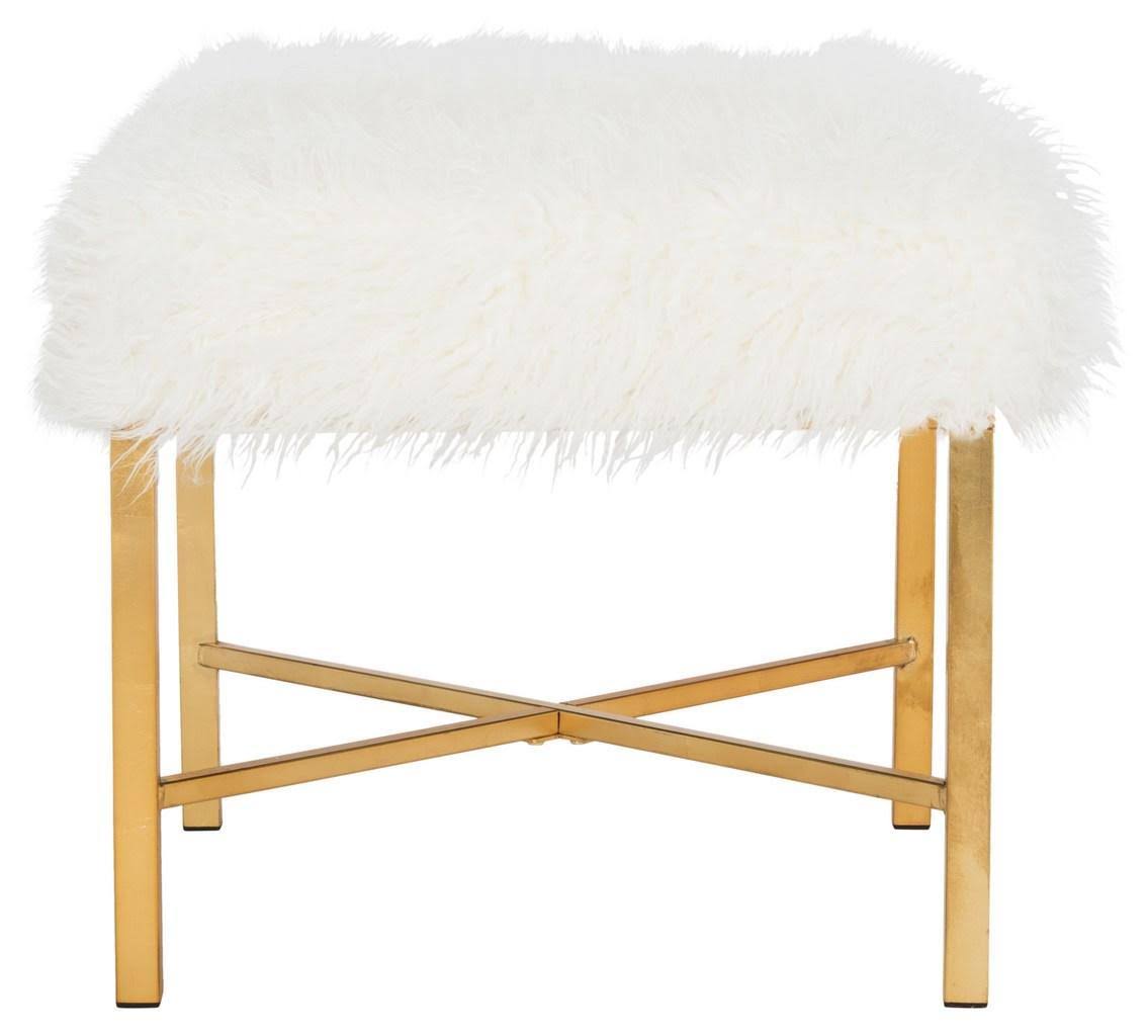 Grey Faux Sheepskin Bench P90099