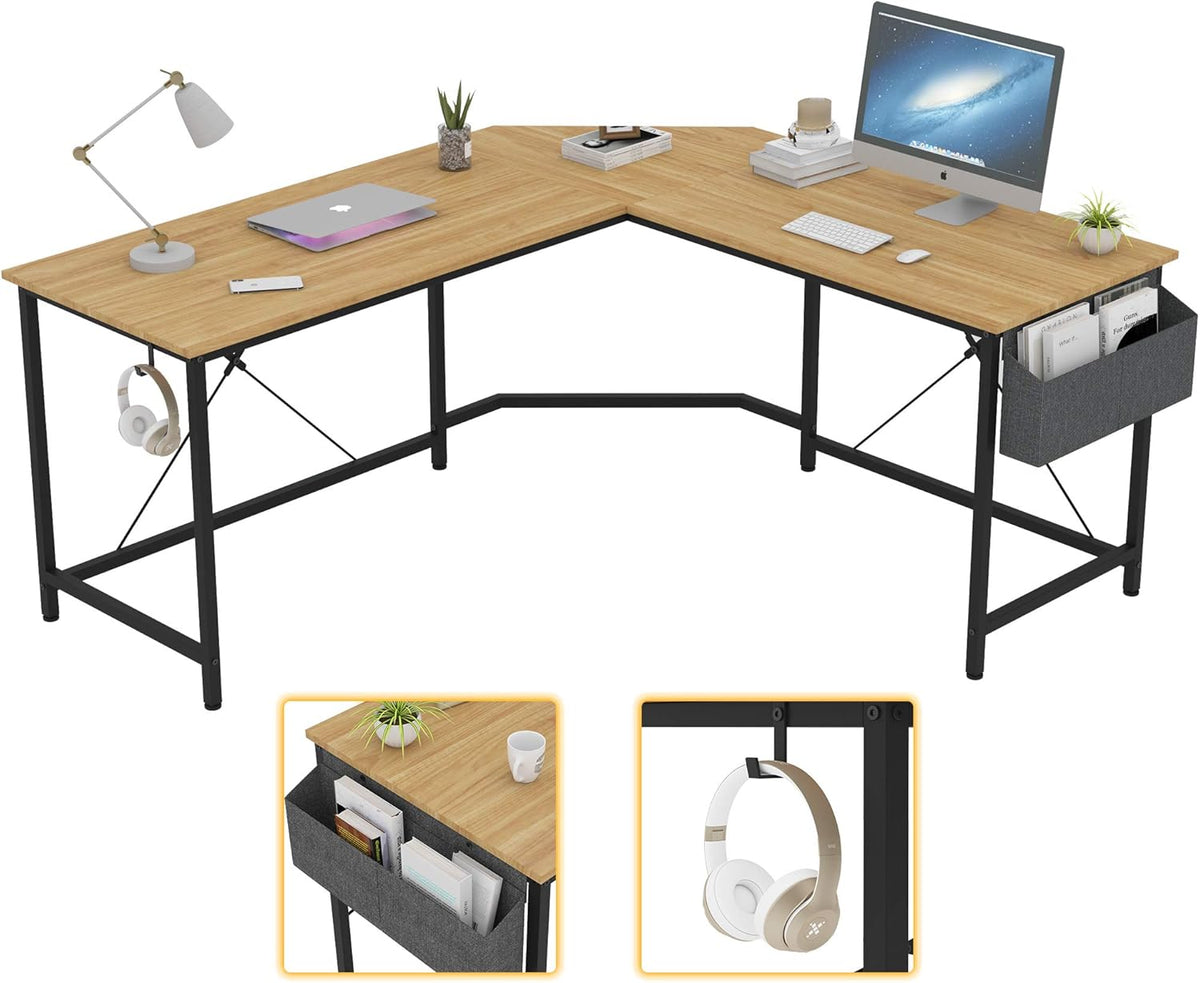 Oak L Shaped Computer Desk with Storage P40039