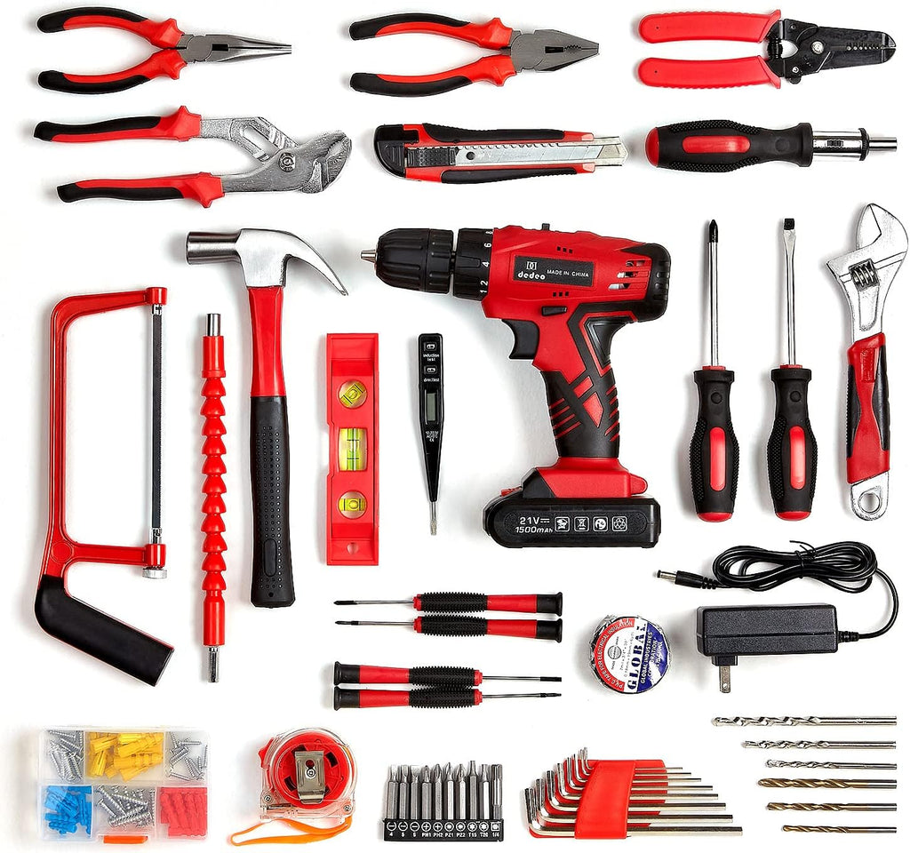 110Pcs Cordless Hammer Drill Tool Kit with 21V Li-Ion Battery & Charger C988726