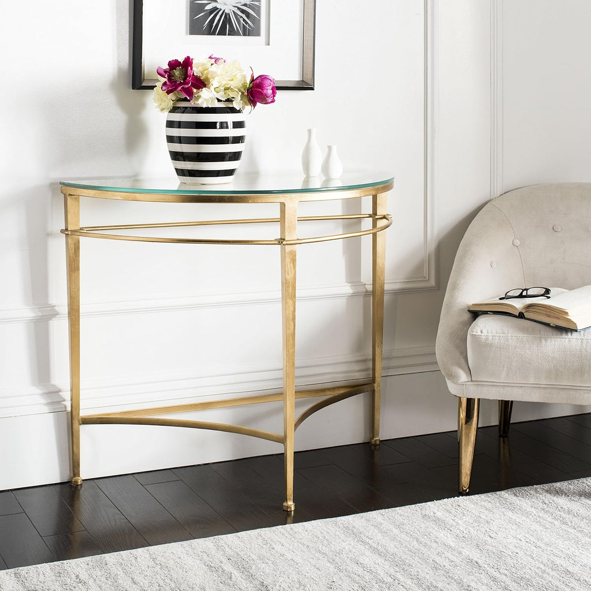 Antique Gold Glass Console Table T541