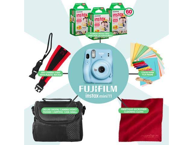 Sky Blue Instant Film Camera with 3X Twin Film (60 Exposures) P606173