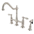 Satin Nickel Kitchen Bridge Faucet with Brass Sprayer B401527