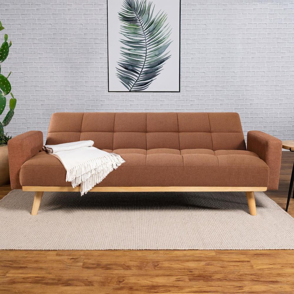 Terracotta Fabric Upholstered Convertible Sofa Bed H460787