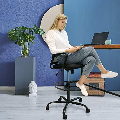 Adjustable Rolling Swivel Drafting Chair Stool with Foot Ring T540896