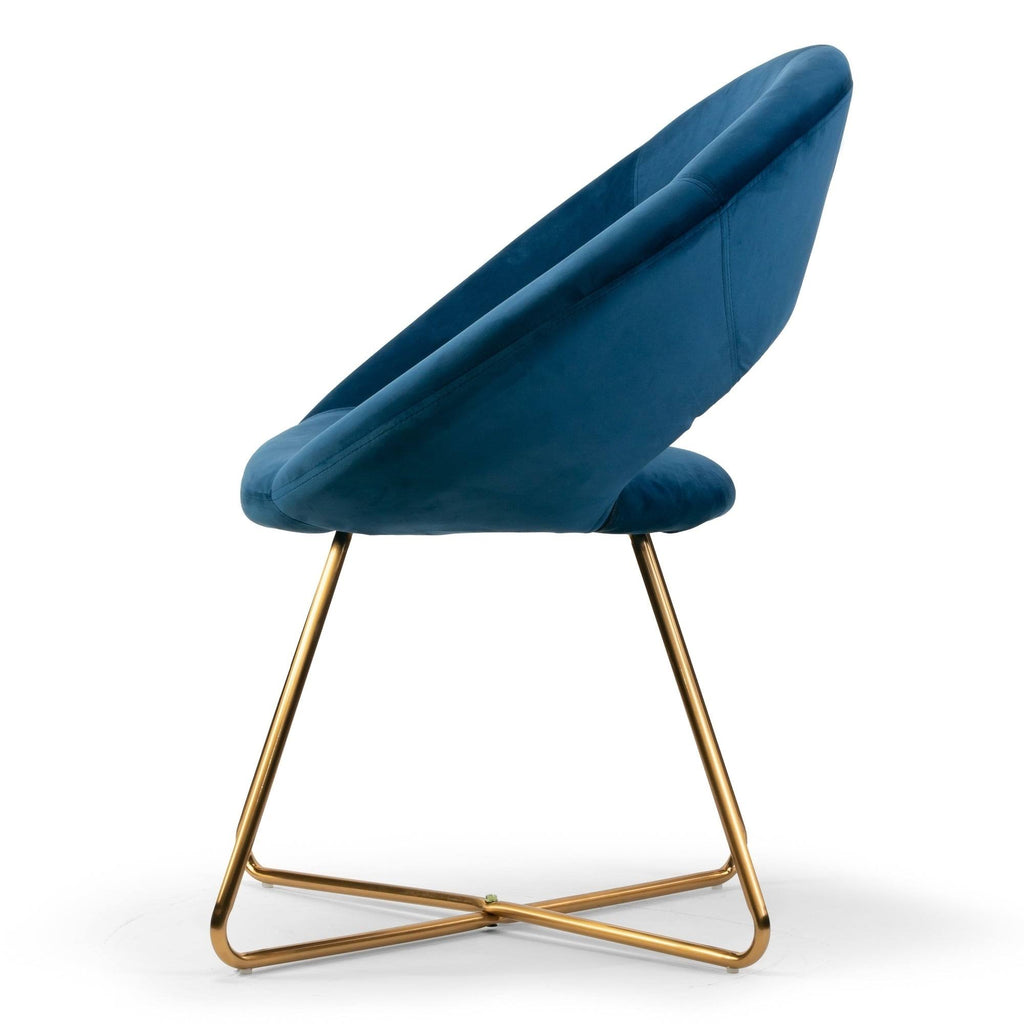 Blue Velvet Dining Chair with Metal Legs V373