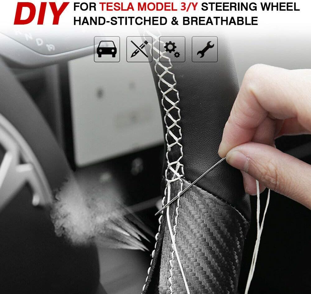 Black Perforated Leather Carbon Fiber Auto Steering Wheel Cover E927