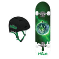Green Terra Skateboard Combo with Double Kick-Tail Deck and 60mm Wheels, Black Skateboarding Helmet with Adjustable Sizing U56246