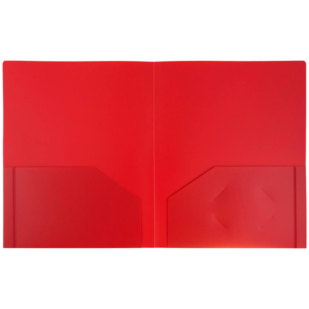 Red Heavy Duty Plastic Two Pocket Presentation Folders - 108/pack K725952