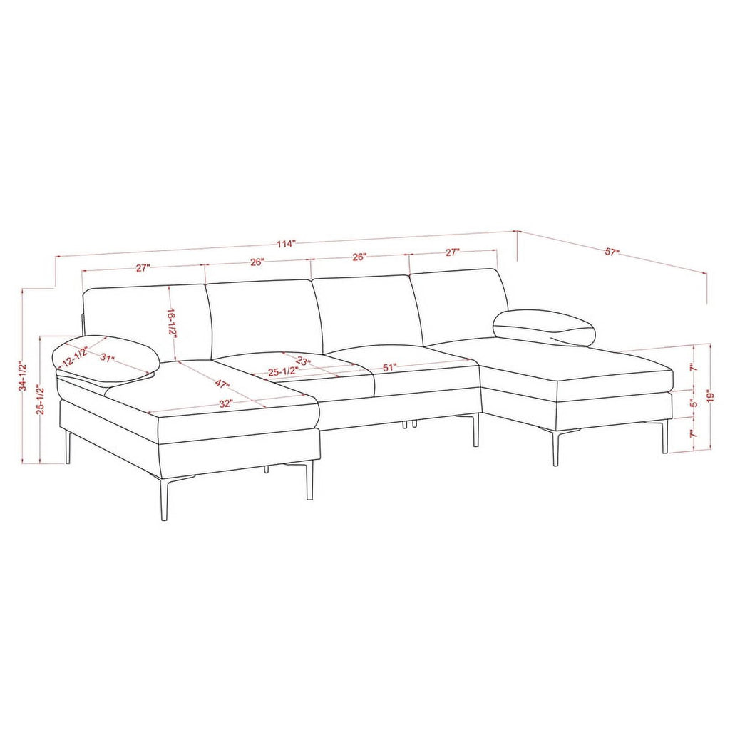 Black Upholstered Sectional L498