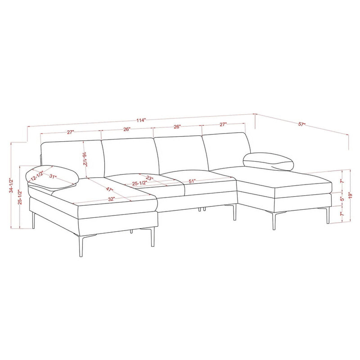 Black Upholstered Sectional L498