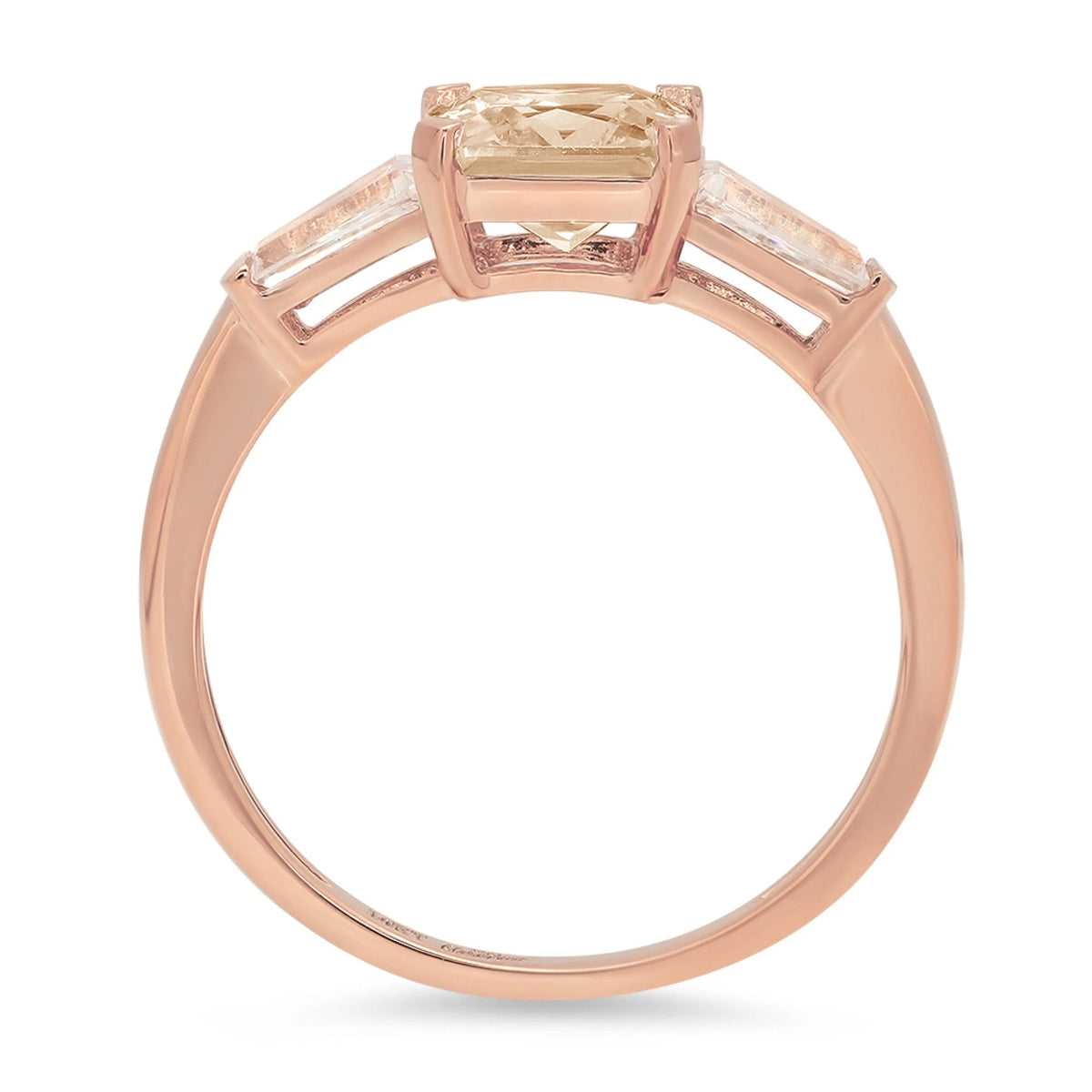 Champagne Simulated Diamond 3 Stone Ring P908