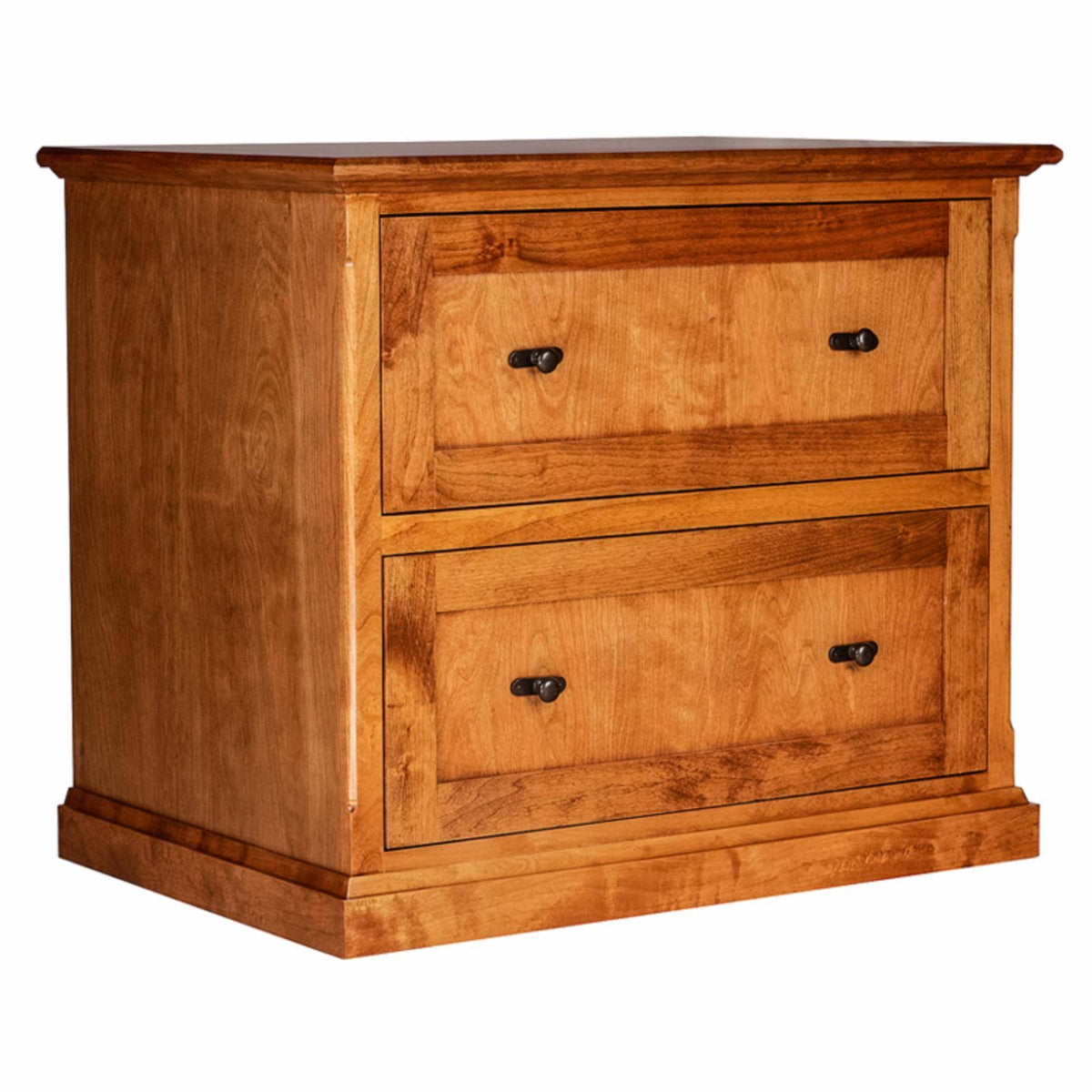 Cherry Alder Lateral File Cabinet with Black Knobs Q460