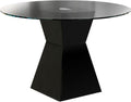 Black Round Dining Table with Tempered Glass Top W1477