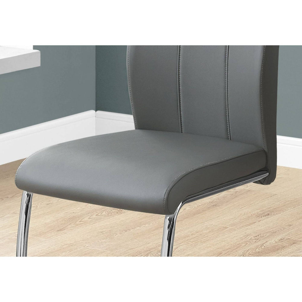 2 Piece Dining Chair Black Leather-Look Chrome N560
