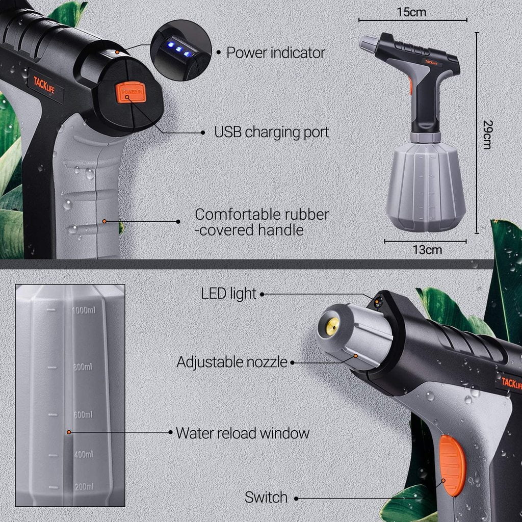 Electric Plant Spray Bottle with Adjustable Spout, 1Liter P503389