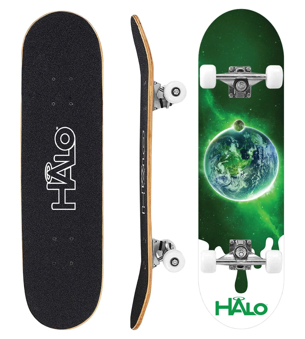 Green Terra Skateboard Combo with Double Kick-Tail Deck and 60mm Wheels, Black Skateboarding Helmet with Adjustable Sizing U56246