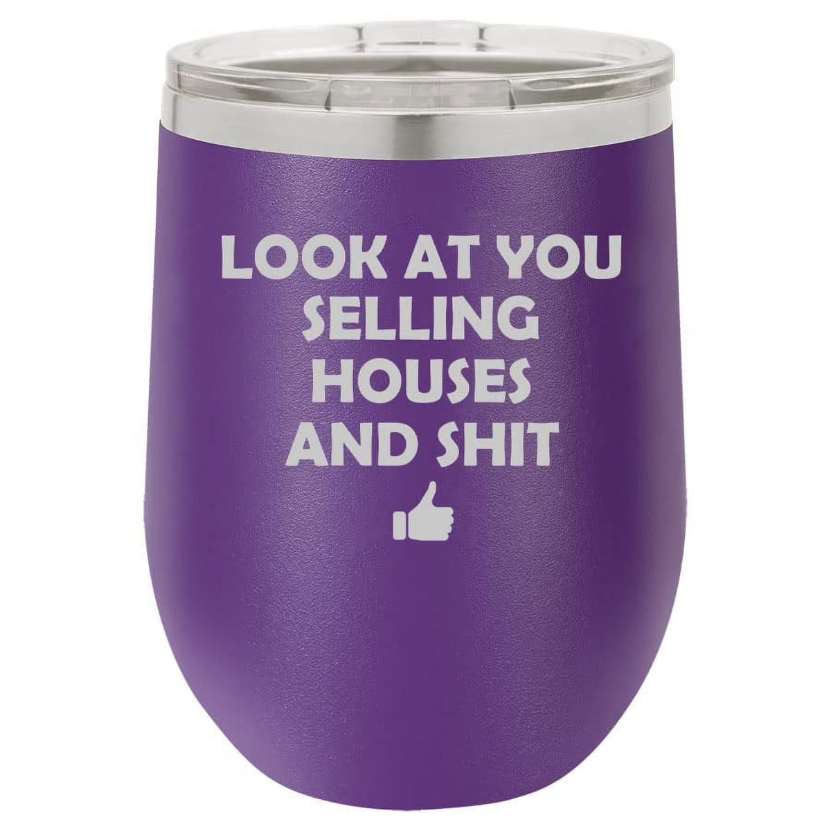 12 oz Double Wall Vacuum Insulated Stainless Steel Stemless Wine Tumbler Travel Mug With Lid A6446