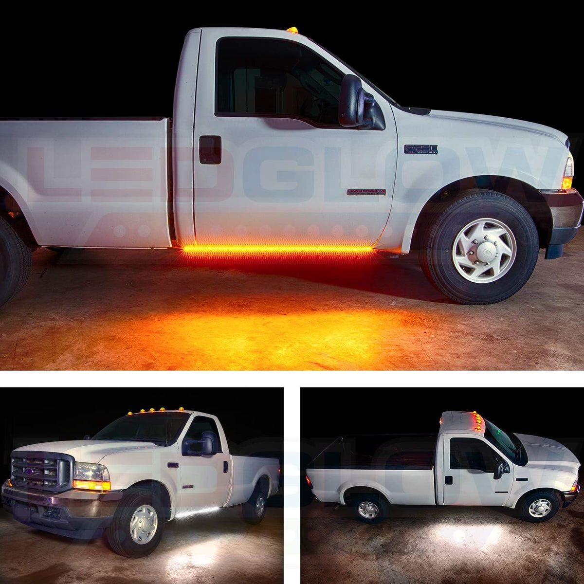 52 Truck LED Running Board Light Amber Side Marker Kit with White Courtesy Lights T81005