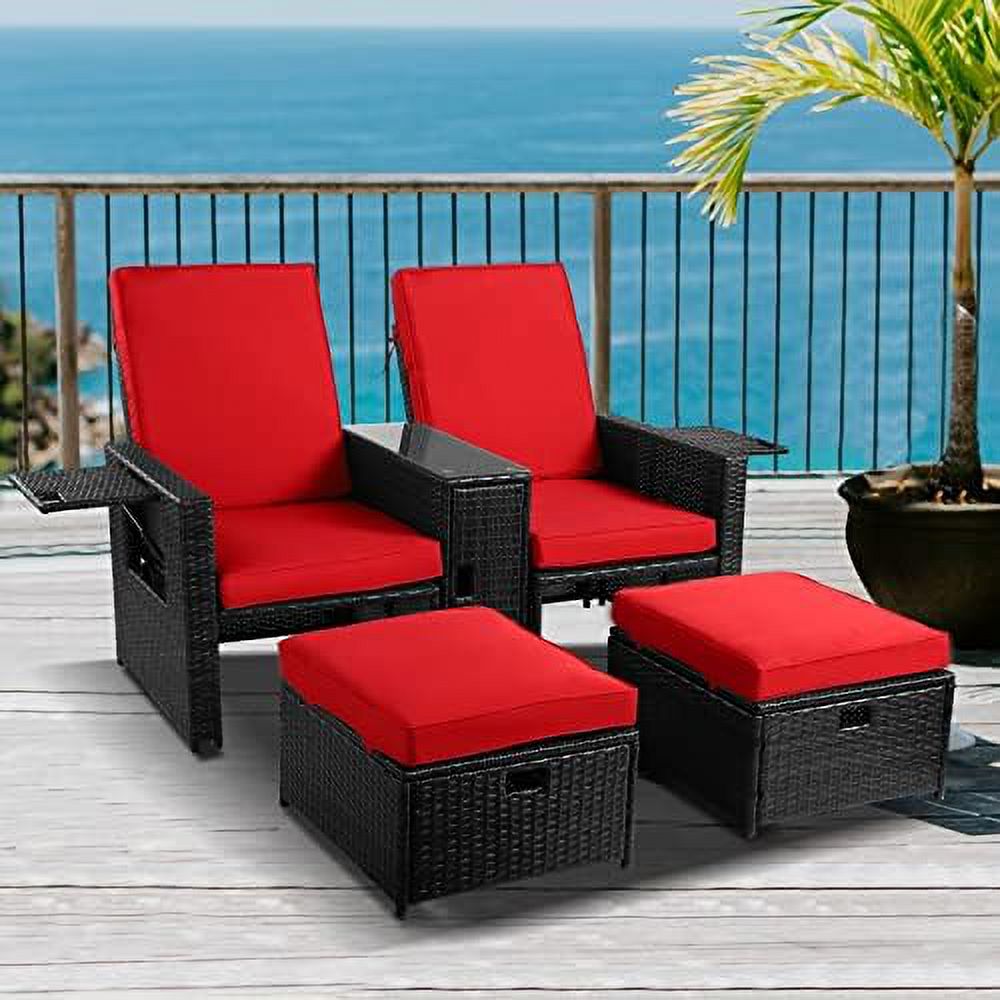 Outdoor Rattan Loveseat with Ottoman Footrest X14645